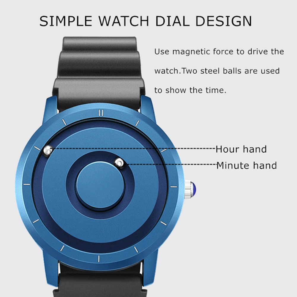 Creative Turntable Men Watch Magnetic Beads Dial Multi-function Wristwatch Rubber Band Unique Quartz Male Clock relogio masculin