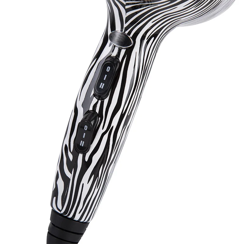 Фен для волос Zebra с отрицательными ионами, черный и белый в полоску, высокая мощность, фен, анион, вентилятор, салонный стиль, инструмент, холодный горячий ветер