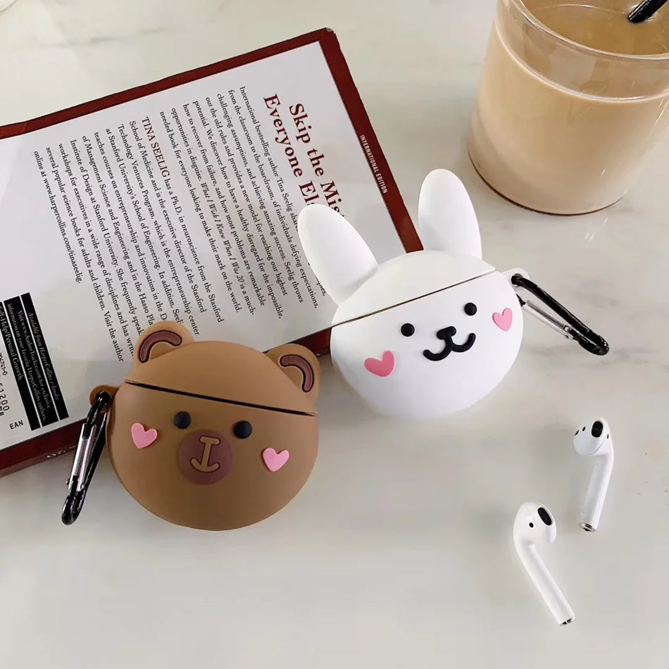 3D чехол для наушников для Airpods Pro Чехол Силиконовый Медведь Кролик поросенок Мультяшные наушники/Earpods чехол для Apple Air pods Pro 3 чехол кошка
