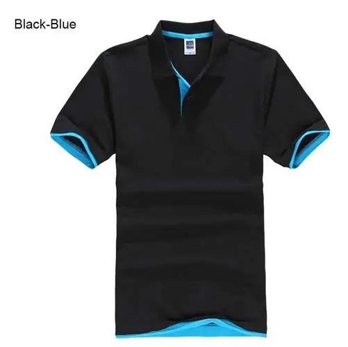 black Blue Размера плюс XS-3XL, брендовая Новая мужская рубашка поло, высокое качество, мужская хлопковая рубашка с коротким рукавом, трикотажные летние мужские рубашки поло - Цвет: black Blue