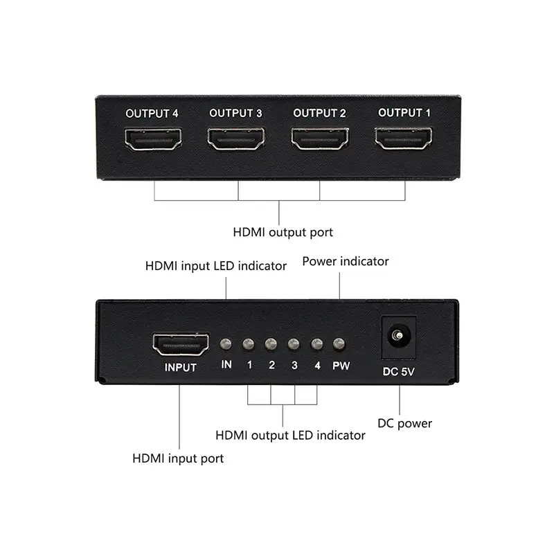 Лидер продаж прочный HD 4K 4 порта HDMI сплиттер 1x4 ретранслятор усилитель 1080P 3D 1 в 4 из концентратор