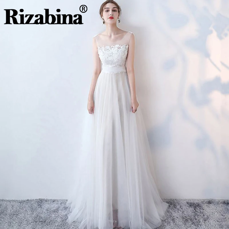 

Rizabina White Evening Dress Female 2020 New Summer Long Slim Lace Dress Women Banquet Dress Skirt Fashion Wedding Clothes