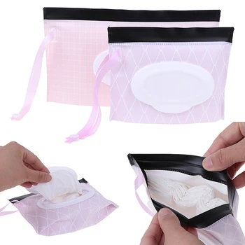 

New Eco-Friendly Baby Wipes Box Wet Wipe Box Cleaning Carrying Bag Clamshell Snap Strap Wipe Container Case Changing Accessories