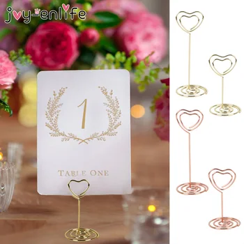 

Rose Gold Heart Shape Metal Photo Clips Wedding Desktop Decoration Table Place Cards Holder Number Stand Wedding Decoration