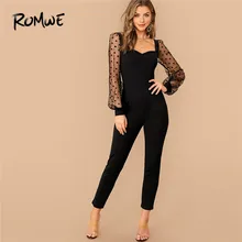 ROMWE Sweetheart Neck Polka Dot Mesh Sleeve Sexy Jumpsuit Women Low Back 2020 Spring Long Sleeve Jumpsuit High Waist Jumpsuit ROMWE Sweetheart Neck Polka Dot Mesh Sleeve Sexy Jumpsuit Women Low Back 2020 Spring Long Sleeve Jumpsuit High Waist Jumpsuit