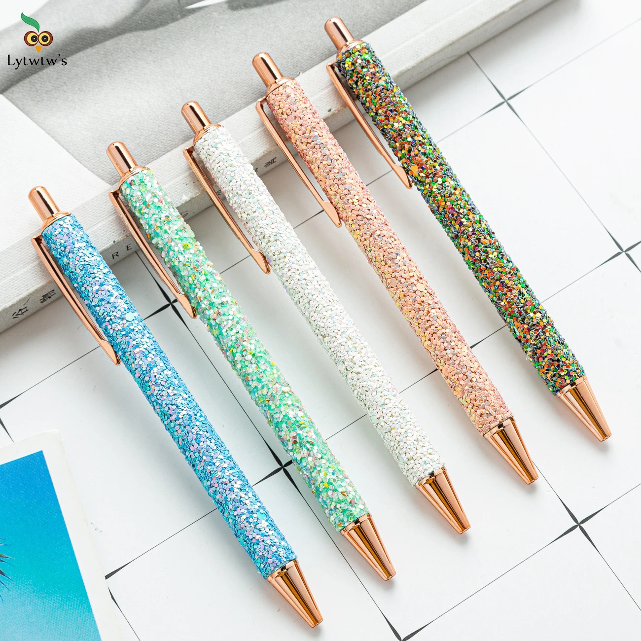 Roller Ballpoint Pen Rhinestone Luxury Cute Wedding Rose Gold Metal Stationery School Office Supply Spinning