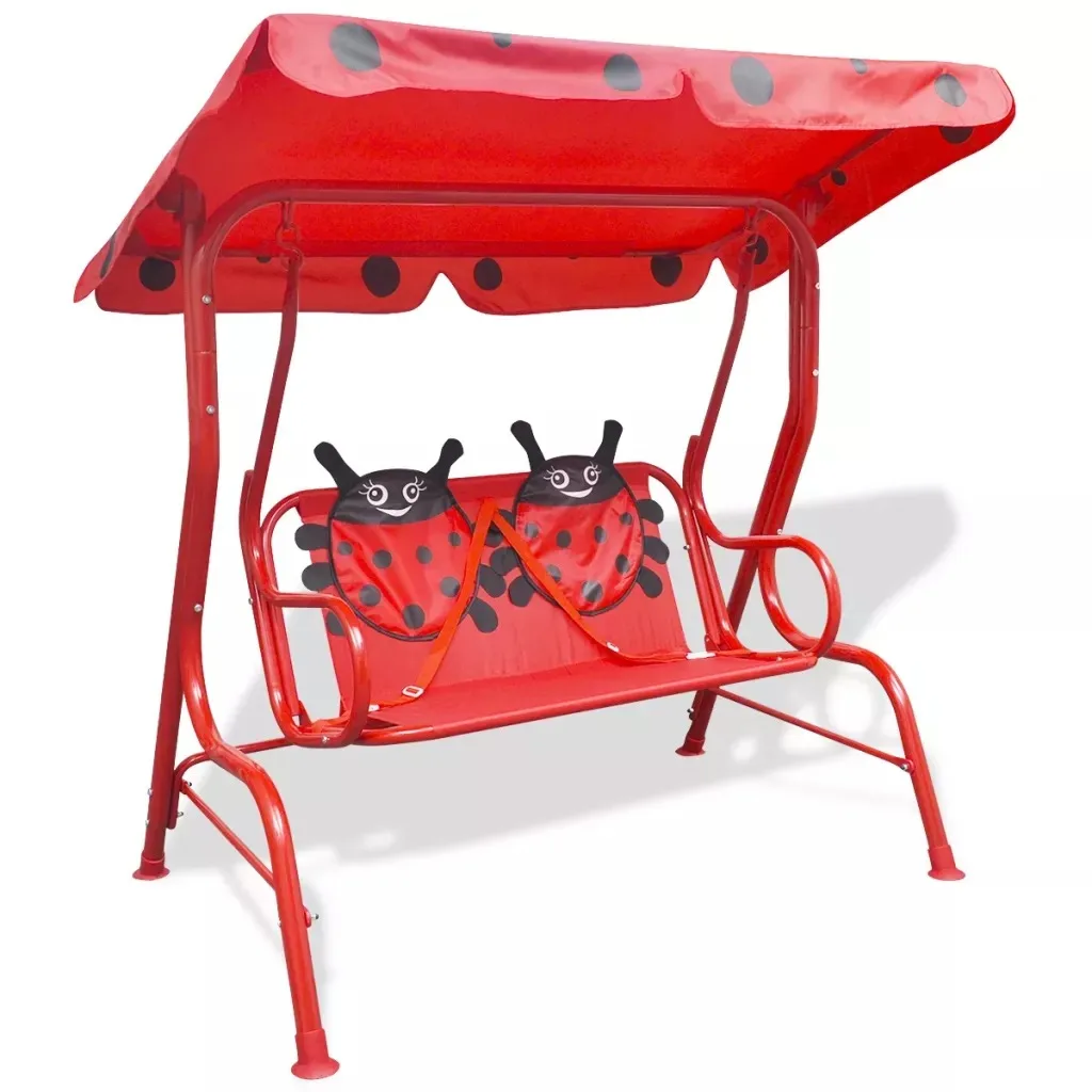 VidaXL Kids Swing Seat With A Sunshade Canopy Easy Assembly Red 115 X 75 X 110 Cm Perfect For Children Outdoor Furniture VidaXL Kids Swing Seat With A Sunshade Canopy Easy Assembly Red 115 X 75 X 110 Cm Perfect For Children Outdoor Furniture