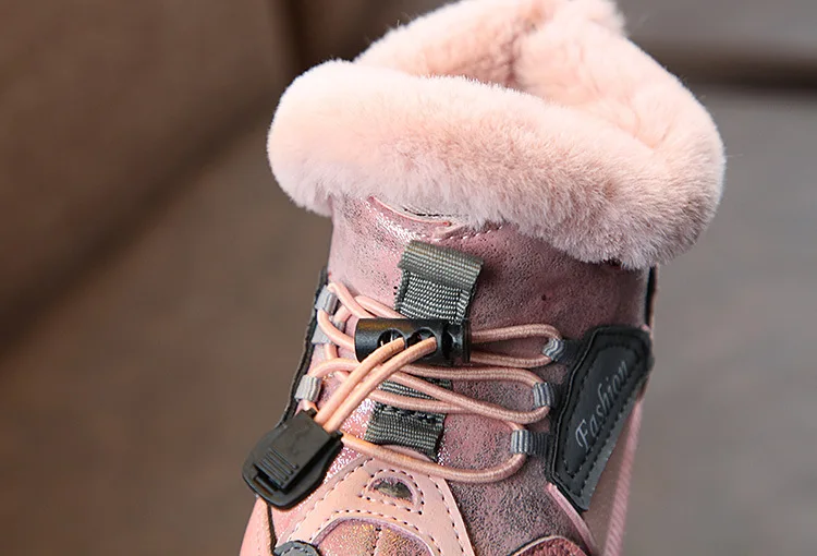 Детские сапоги на меху, сапоги на снежную погоду, Водонепроницаемый Нескользящие ботильоны обувь для детей модная одежда с рисунком кролика из мультфильма для маленьких сапоги Martin для девочек
