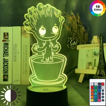 

Marvel Cute Groot In Cup 3d Led Night Light Guardians of The Galaxy Nightlight The Avengers Superhero 3d Lamp Christmas Gift