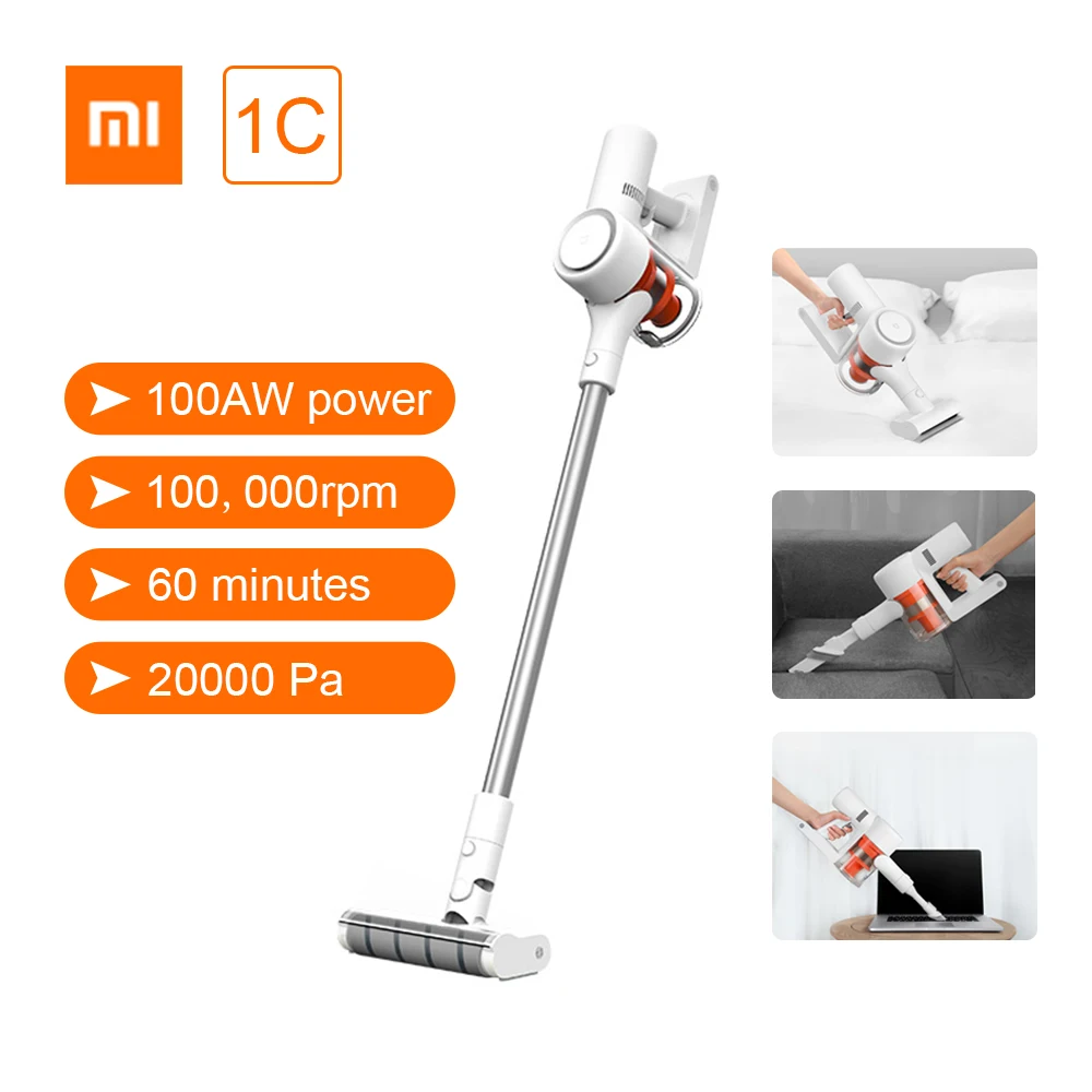 Xiaomi Mijia-aspiradora de mano inalámbrica para el hogar, aspirador con cepillo multifuncional de succión ciclónica de 20000Pa, para coche, 1C