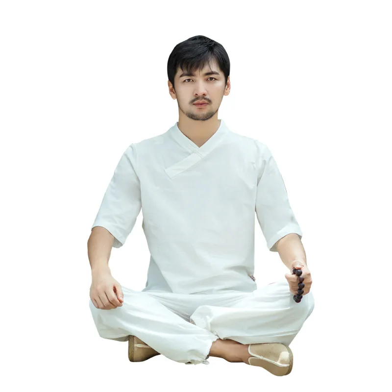 Uniforme Kung Fu одежда для ушу Китайская традиционная мужская одежда форма для Кунг Фу мужской короткий рукав тайчи Йога тренировки одежда