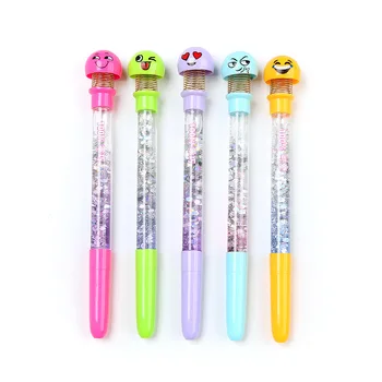 

30PCS Quicksand Pen Cartoon Expression Doll Head Pen Fairy Stick Pen Cartoon Flow Sand Gel Pens