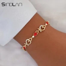 Sindlan великолепный браслет с разноцветными кристаллами для женщин Винтаж Леди полые сердце стразы золотой браслет Бохо ювелирные изделия