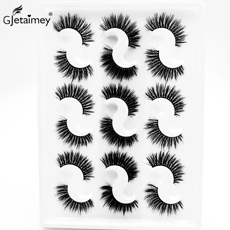 

9 Pairs 3D Fake Eyelashes Black Fluffy Natural Lashes 100% Handmade Mink Hair For Makeup Dramatic Eyelash Extention For Beauty