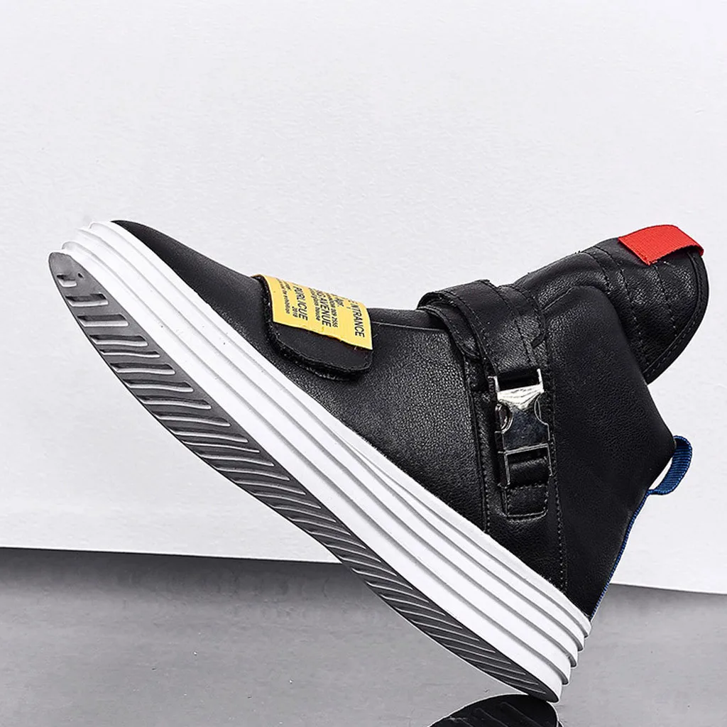 SAGACE Fashion Leather boots men High-Top Personalized Boots Wear-Resistant Casual Shoes men Buckle Strap Shoes For Men footwear