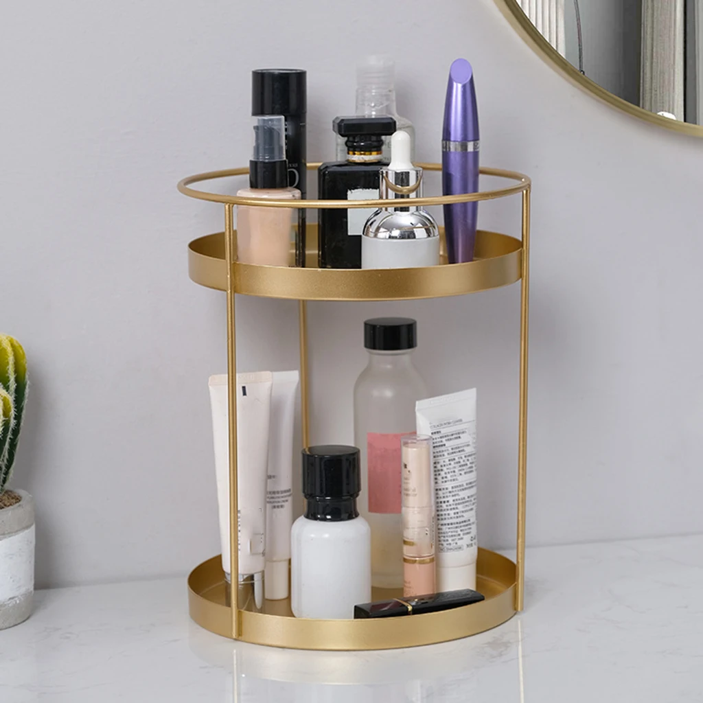 Metal Makeup Organizer Vanity Storage Rack Creams Jewelry Display Stand Tray Decorative Lipstick Organizing Tray Plate 3