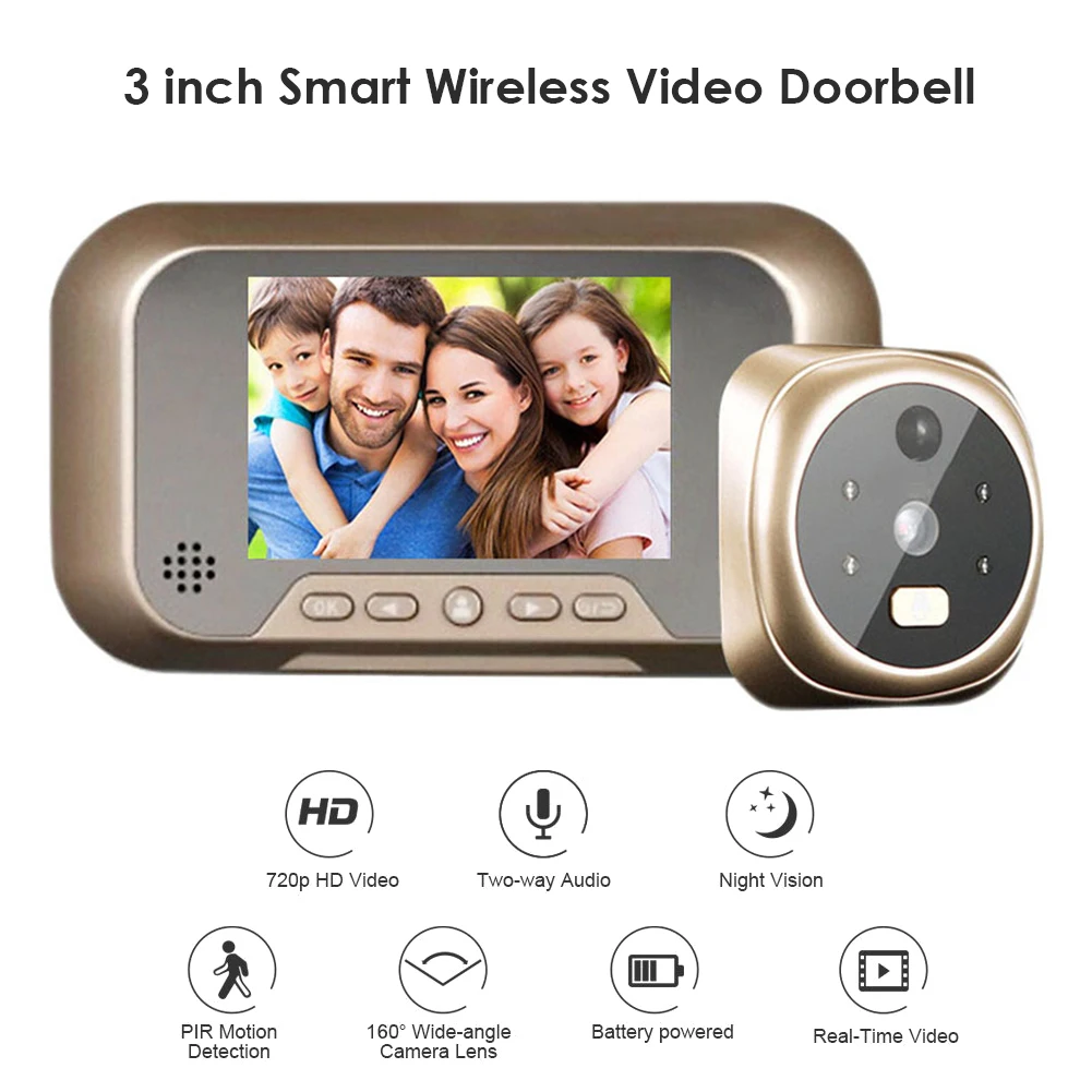 video intercom system for home Smart Doorbell Camera LCD Screen Electronic Night Vision Motion Detection Peephole Video Home Security Digital Viewer Door Bell intercom screen