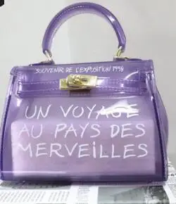 purple small Женская модная сумка на плечо, прозрачная сумка, роскошная брендовая новая женская сумка на плечо, сумки-мессенджеры - Цвет: purple small