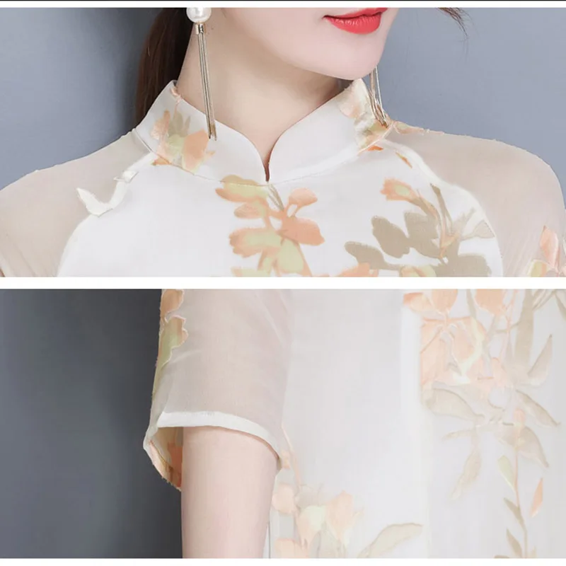 Новое весеннее традиционное китайское платье женские атласные Qipao летние сексуальные винтажные Cheongsam Цветочные Размеры S M L XL XXL 3XL YM1220