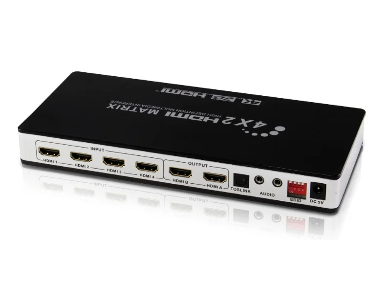 HDMI 2,0/1,4 4x2 4K@ 30 Гц HDMI матричный переключатель EDID разветвитель матрицы поддержка двойного аудио выход HDMI 1,4 и 2,0/3D/4 K