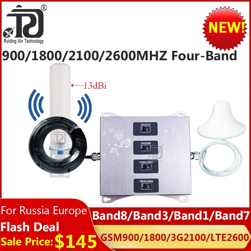 Cena Nowy!! 900 1800 2100 2600 czterozakresowy wzmacniacz komórkowy 2G 3G 4g wzmacniacz sygnału komórkowego LTE WCDMA GSM DCS 4G GSM regenerator sygnału