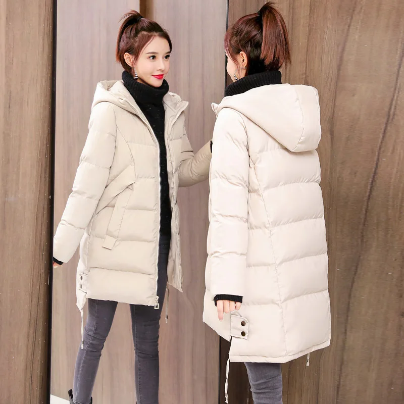 

2019 Autumn & Winter New Style Thick Loose Straight Slim Fit Slimming Elegant Solid Color Coat Cotton-padded Clothes Women's Mid