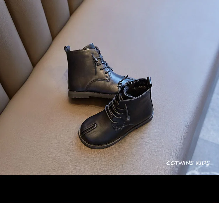 CCTWINS Kids Shoes Winter Children Fashion Ankle Boots Girls PU Leather Shoes Baby Boys Brand Martin Boots Brown MB125