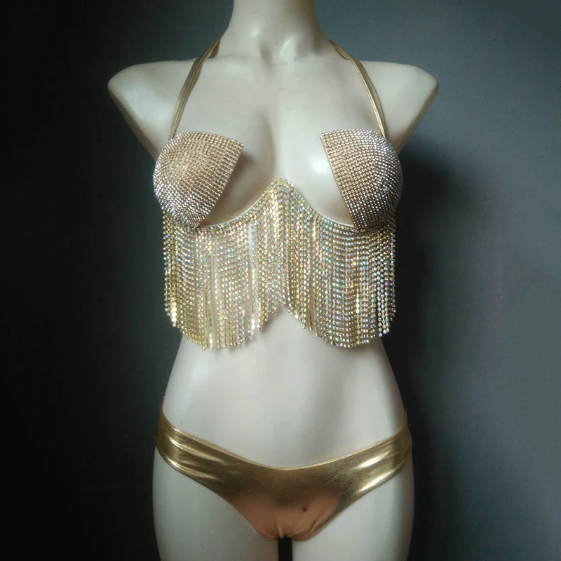 

Luxury Crystal Bikini Sexy Rhinestone Tassels Women Swimwear Shiny Jewllery Diamonds Female's Swimsuit