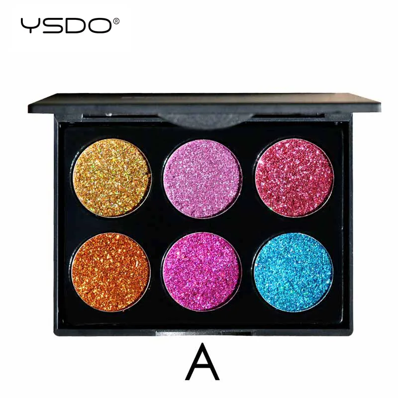 6 цветов мерцающие тени для век макияж стойкие тени для век Палитра Профессиональные разноцветные праймер для век Косметические аксессуары A/B - Цвет: A