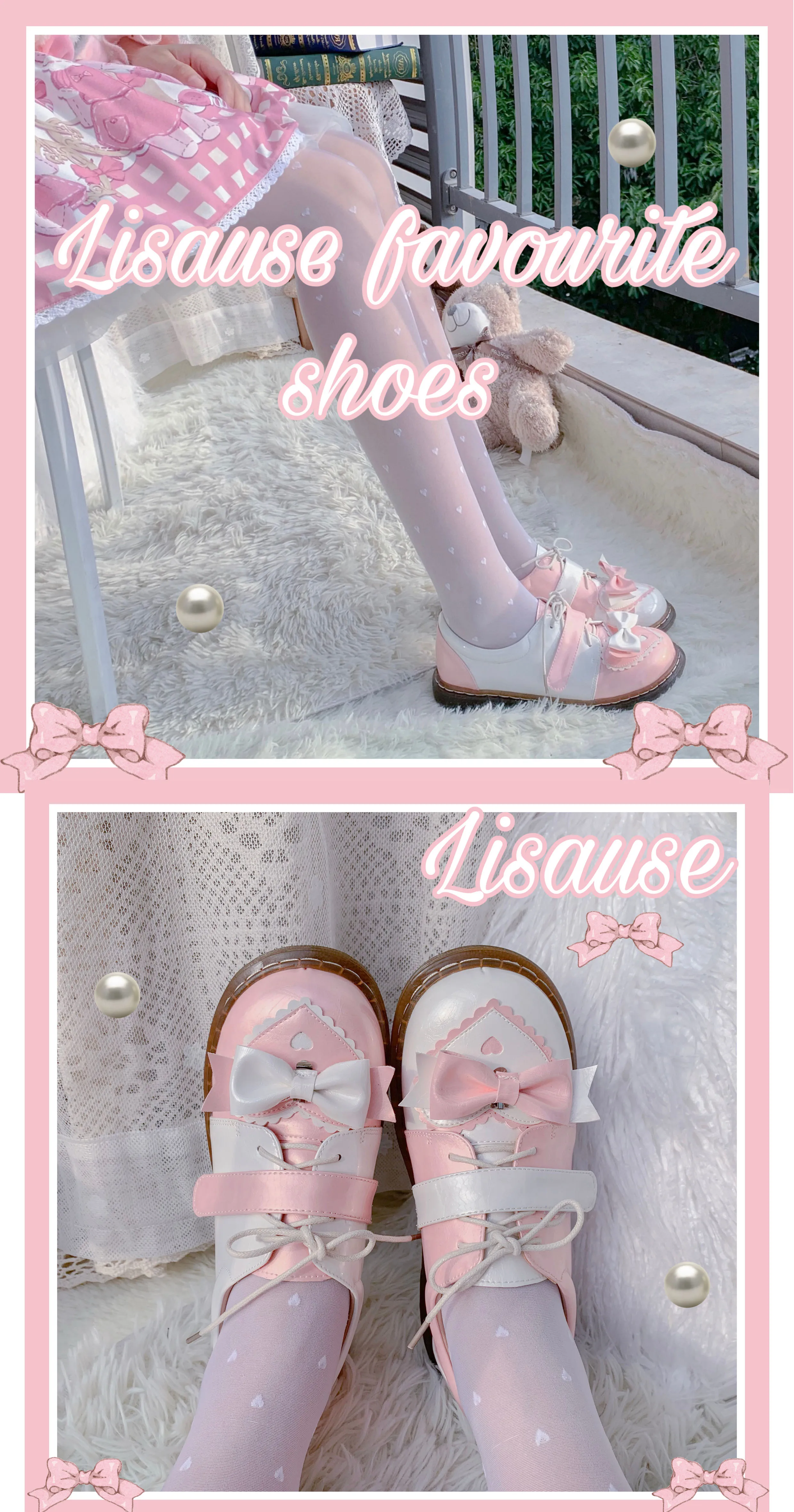 redonda do vintage plana kawaii sapatos bowknot