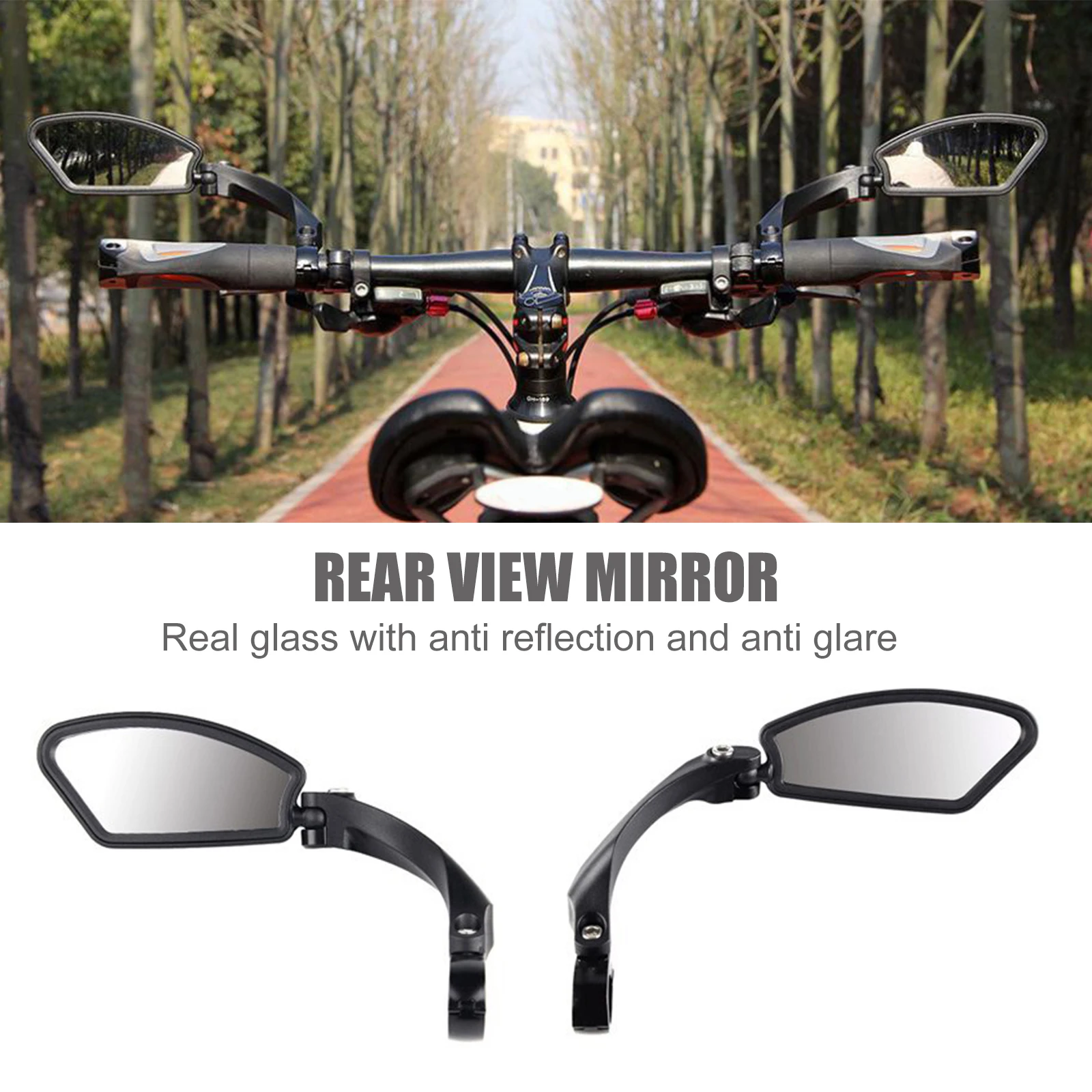 CYCEARTH Bike Mirror 2pcs Bicycle Cycling Rear View Mirrors Convex Mirror with Adjustable Handlebar Installation Suitable for Mountain Road Bikes HD Safety Rearview Mirror 