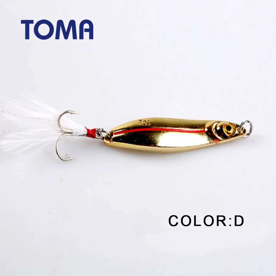 COLOR D TOMA металлическая светящаяся ложка приманки 7 г 10 г 15 г 20 г жесткая искусственная приманка Спиннер Вибрация с рыболовный крючок с пером снасти - Цвет: COLOR D