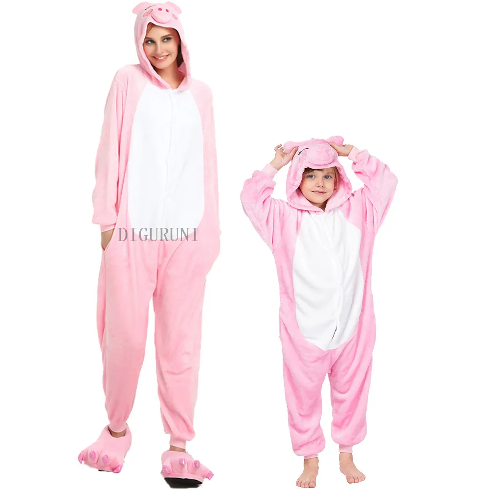 Adults All in One Winter Pig Pyjamas Cartoon Totoro Stitch Bat Onesie Piece Pijama Hooded Sleepwear Women Men Animal Pajamas | Женская