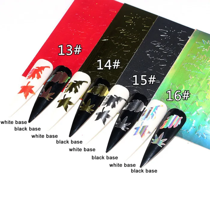 Nail Art Colored Flame Maple Leaf Sticker Nail Sticker Reflective Sticker 16 Sheets WH998