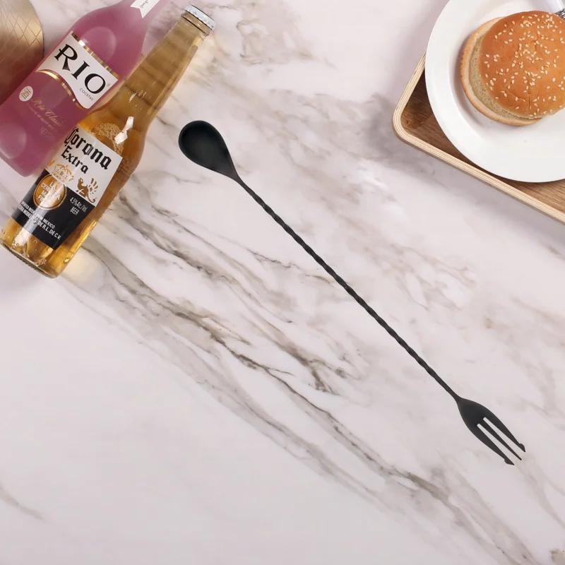 Bartender tools stainless steel mixing bar spoon cocktail metal spoon