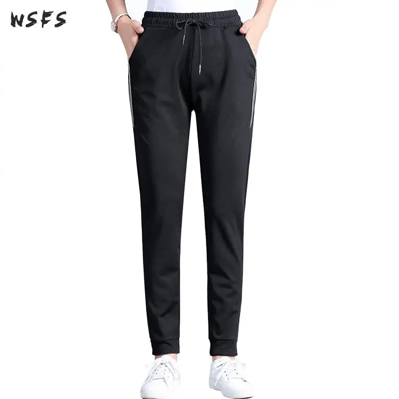 

Black Fitness Warm Leggings Striped High Elastic Waist Pants Women Trousers Womens Pencil Pants Bandage Pantalones Korean Mujer