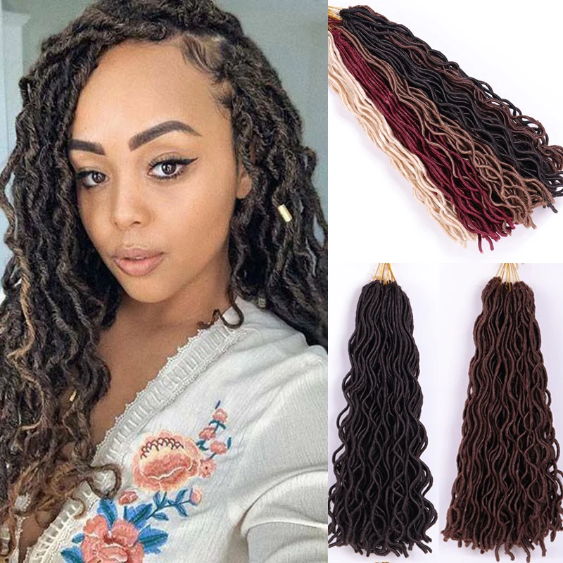 

WERD 20 inch Faux Locs Crotchet Hair Extensions Crochet Braids Soft Natural Synthetic Hair Ombre Red Brown Hair Braids