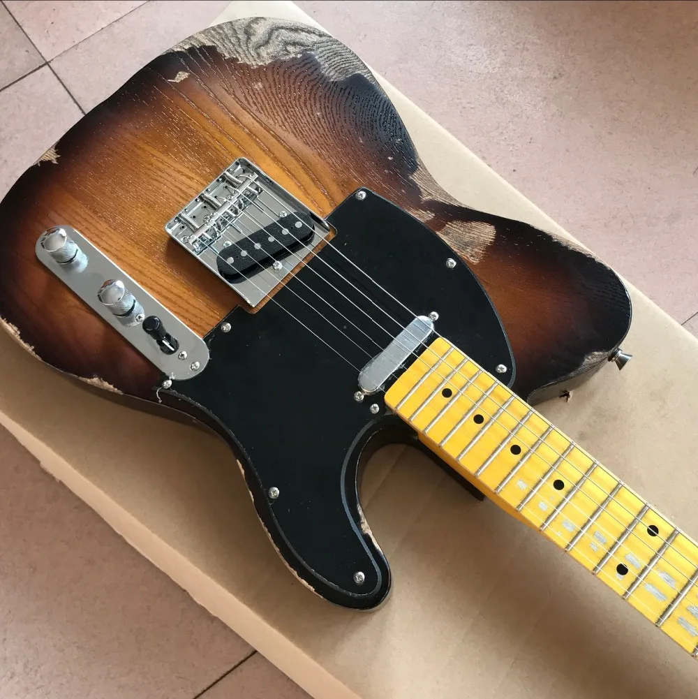 Высокое качество, клен гриф электрогитара, Sunburst gitaar relics от руки гитара ra. Реальные фотографии шоу