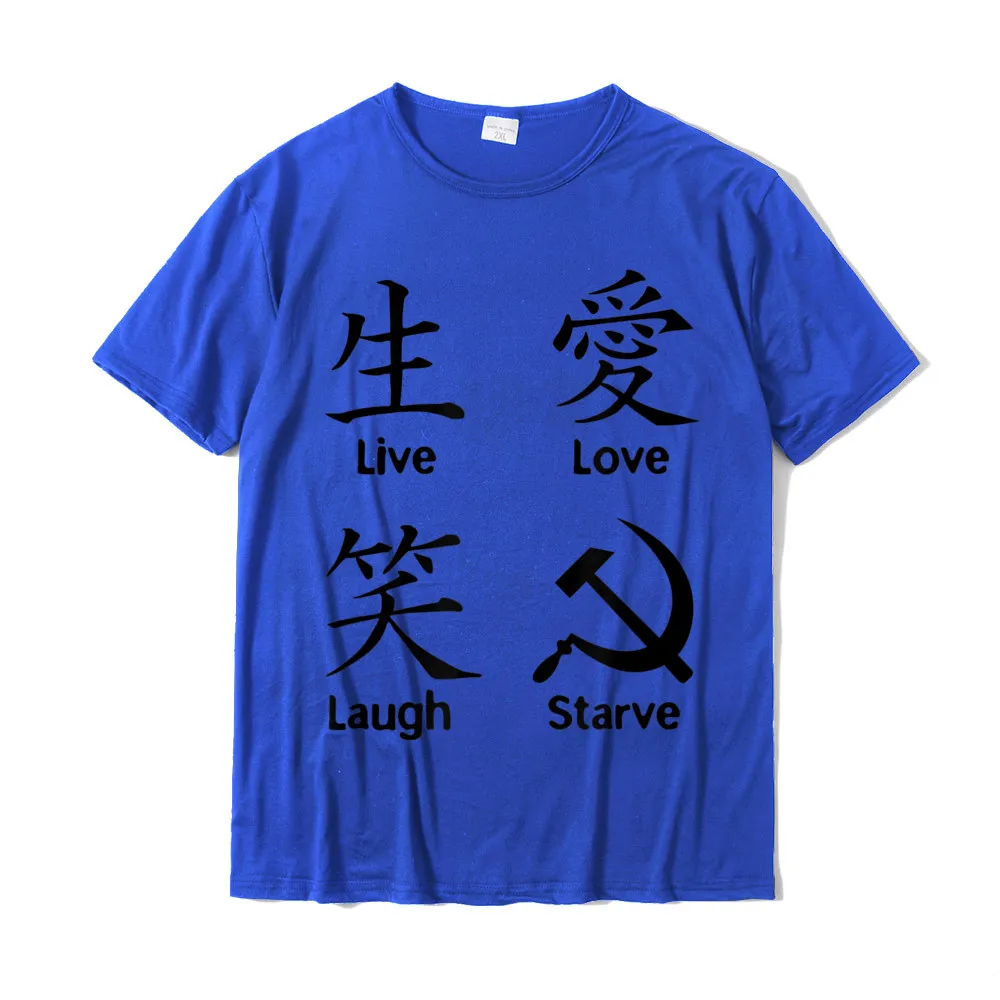 Unique Casual Mother Day 100% Cotton O Neck Men Tops Shirt Printed On Tshirts Newest Short Sleeve Top T-shirts Funny Anti Socialism Libertarian Capitalism - Starve T-Shirt__19630 blue
