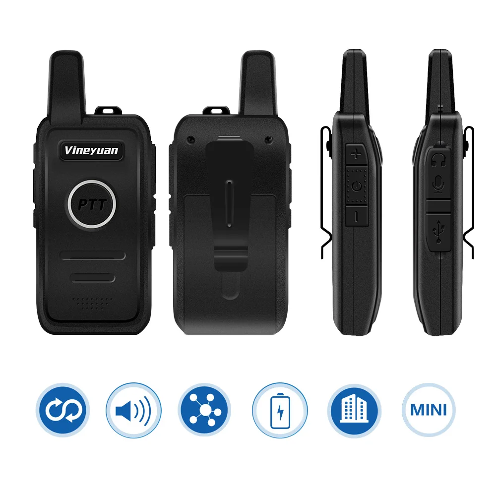 Vineyuan Q1 Mini Walkie Talkie UHF 400 470 mhz Frequency Portable Handheld Radio Scanner Comunicador Two 2