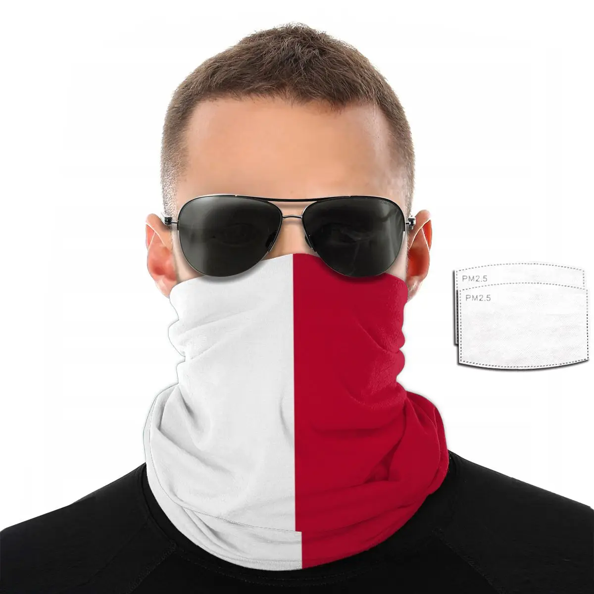 

Malta Flag Face Scarf With 2 Pcs Filter Multi-purpose Headscarf headband riding mask