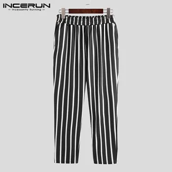 

New Fashion Men Striped Pants Elastic Waist Joggers Workout Casual Pants High Street Fitness Trousers Men 2019 INCERUN Plus Size