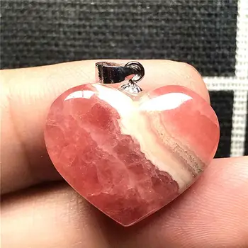 

Top Natural Red Rhodochrosite Heart Pendant Jewelry For Woman Man Argentina Crystal 925 Silver 22x6mm Beads Beauty Stone AAAA