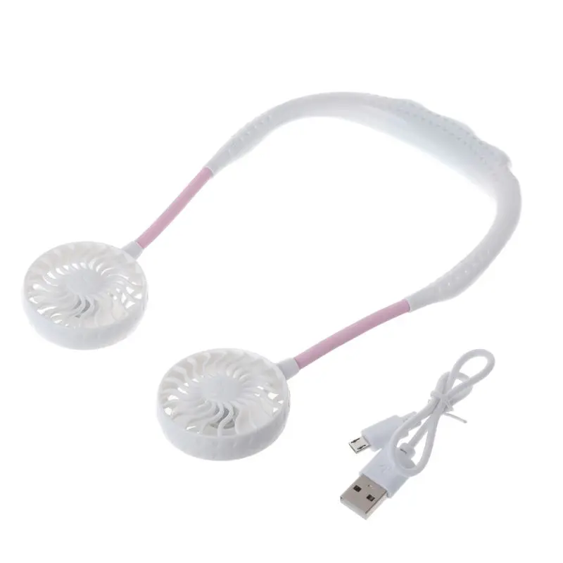 Летние Hands-free ленивый шейный ремешок подвесной светильник USB Перезаряжаемые спортивные двойной вентилятор мини-охладитель воздуха Портативный 3 скорости аккумулятор большой емкости