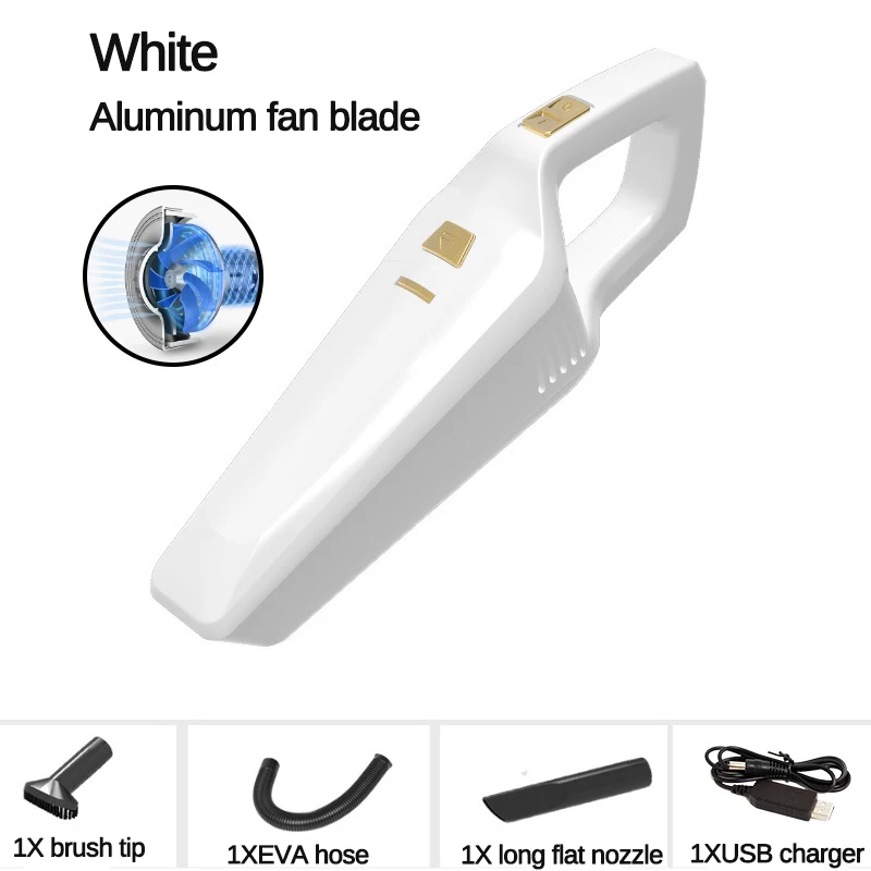4000pa Мощный USB автомобильный пылесос 120 Вт циклонический влажный/сухой двойного назначения автоматический портативный мини Ручной беспроводной пылесос - Цвет: White