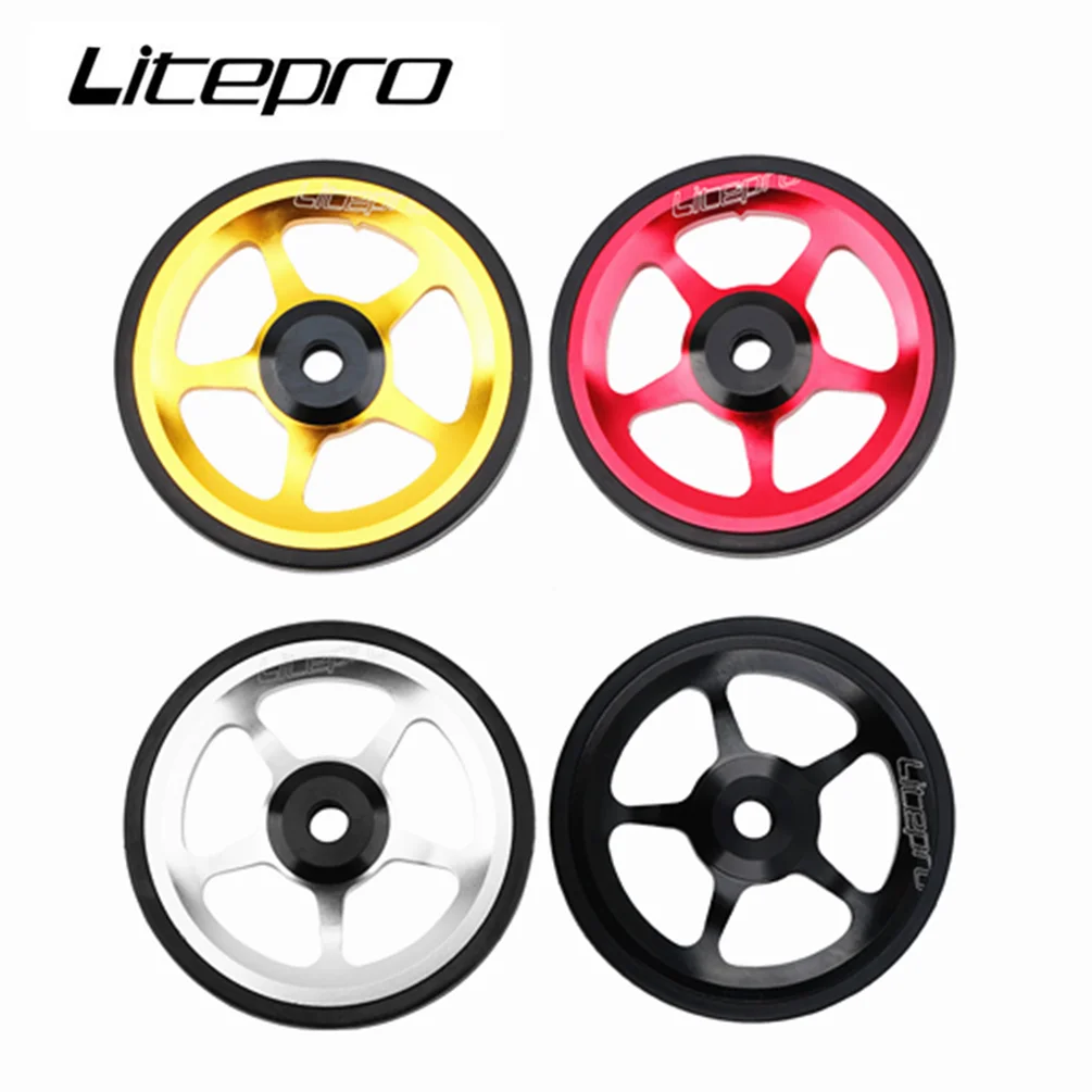 Litepro Folding Bike Easy Wheel For Brompton Aluminum Alloy CNC Easywheel Ultralight Sealed Bearing Push Wheels Cycling Parts