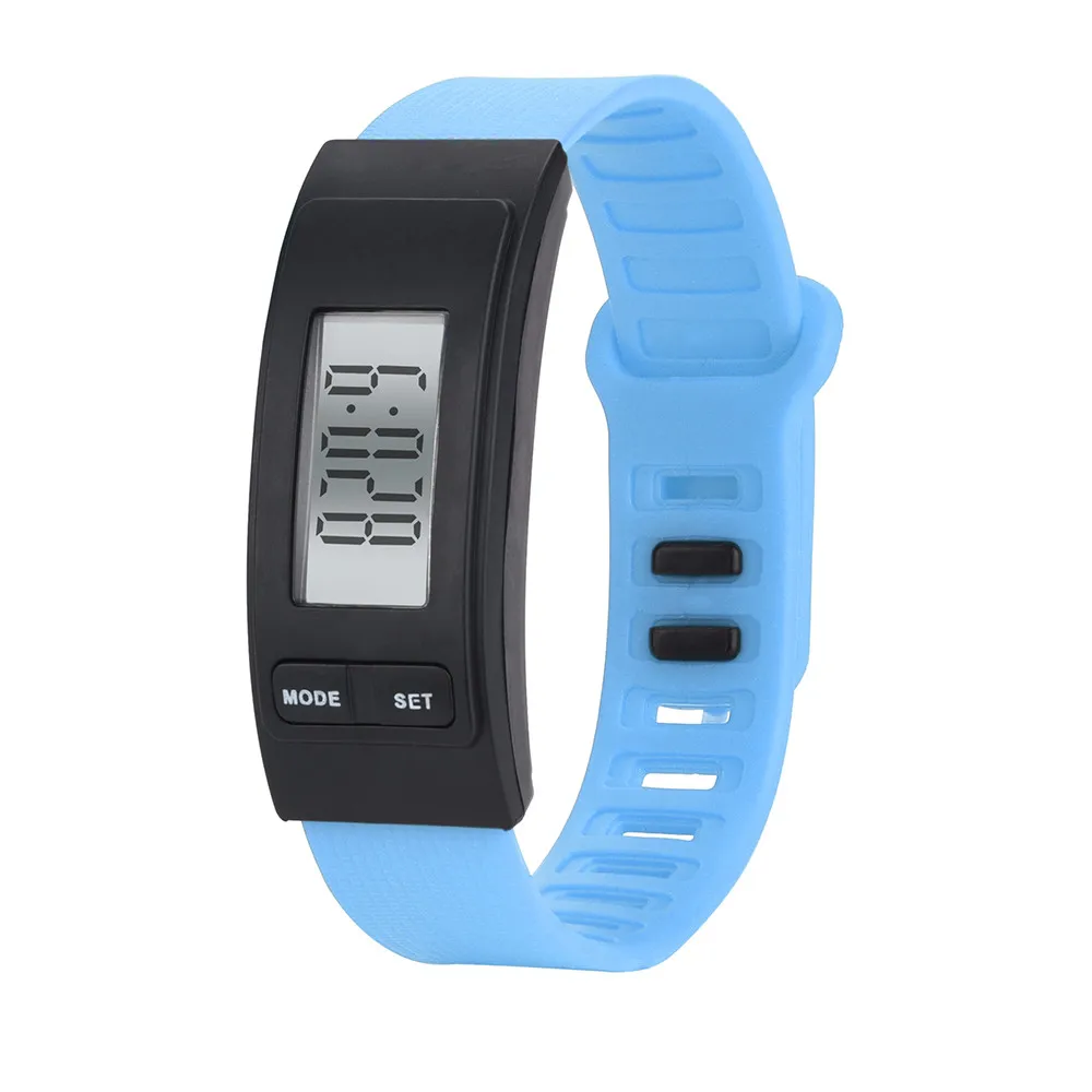 Спортивные часы для бега часы с шагомером браслет счетчик калорий цифровой ЖК-дисплей расстояние ходьбы relogio feminino цифровой - Цвет: Sky Blue