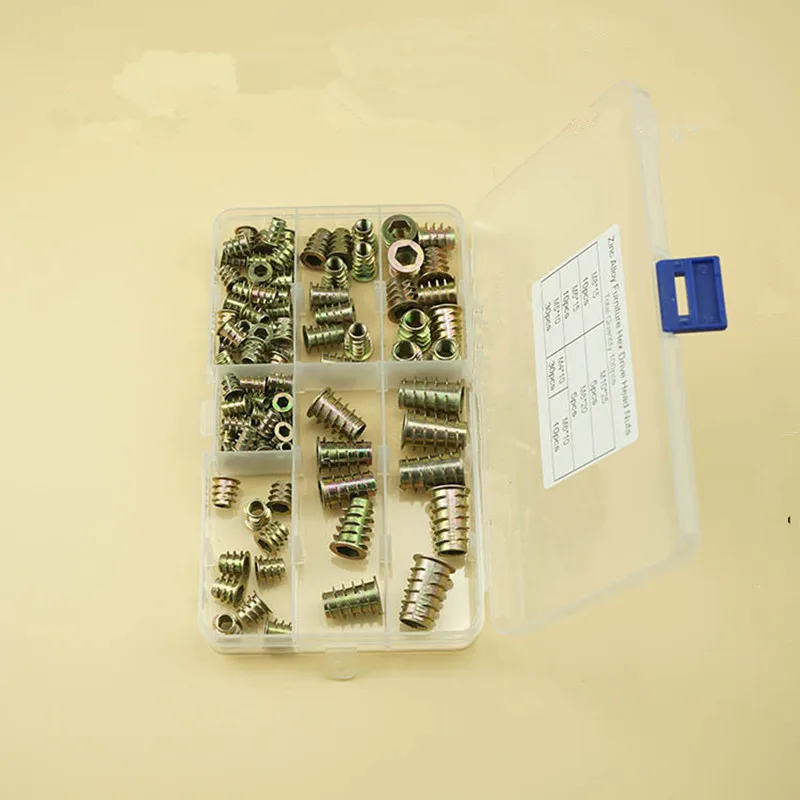 

M4 M5 M6 M8 M10 Threaded Hex Drive Inserts Wood Screw Inserts Nut 100Pcs QDD9764