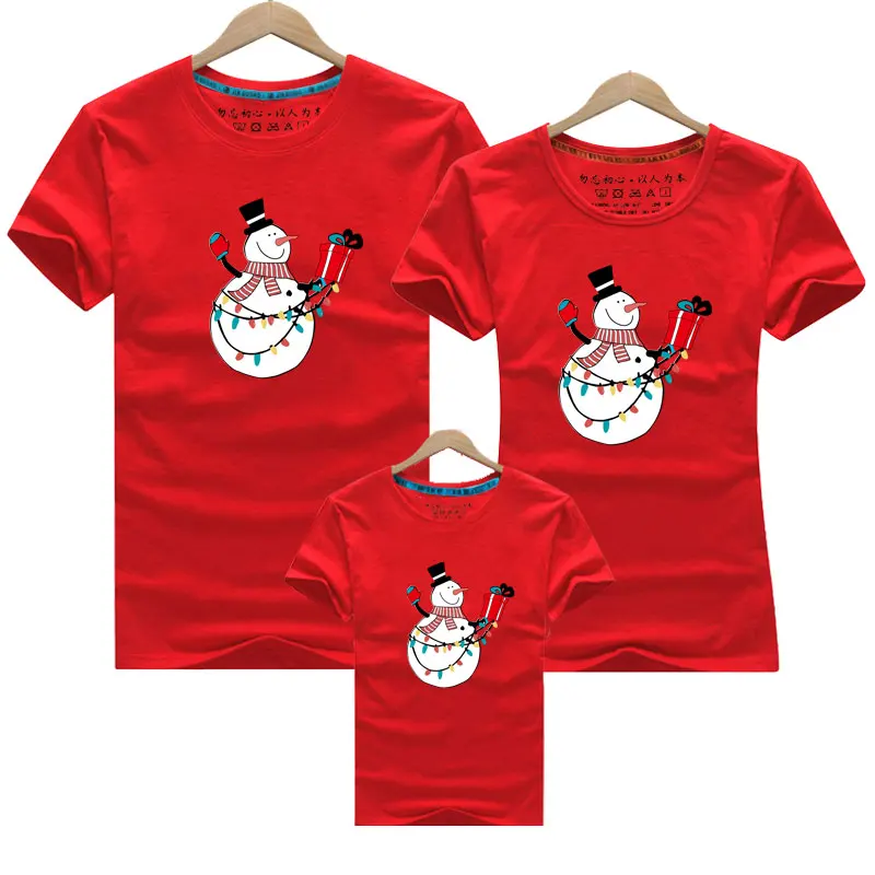 New Family Matching Christmas T-shirt New Year Family Father Mother Daughter Son Santa Claus Family Matching Look Outfits - Цвет: Red