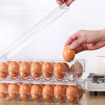 

Stackable Egg Storage Box Organizer Refrigerator Storing Container eggs tools Racks Plastic fresh egg shelf Kitchen Accessories